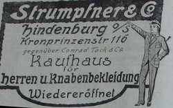 Moda męska,  „Strumpner&Co”  Hindenburg Zabrze